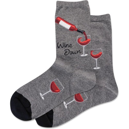Hot Sox Women's Wine Down Crew Sock 1 Pair, Charcoal Heather, Women's 9-11 Hot Sox Women's Wine Down Crew Sock 1 Pair, Charcoal Heather, Women's 9-11