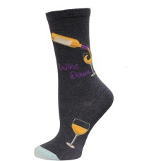 Hot Sox Women's Wine Down Crew Sock 1 Pair, Denim Heather, Women's 9-11