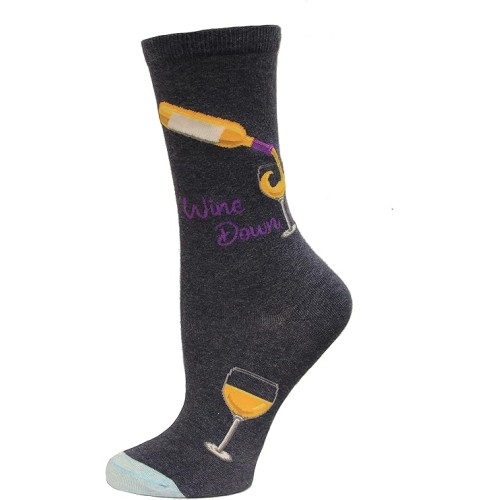 Hot Sox Women's Wine Down Crew Sock 1 Pair, Denim Heather, Women's 9-11 Hot Sox Women's Wine Down Crew Sock 1 Pair, Denim Heather, Women's 9-11
