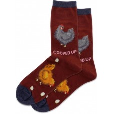 Hot Sox Women's Cooped Up Fuzzy Crew Sock 1 Pair, Wine, Women's 9-11