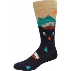 Hot Sox Men's Camper Scene Crew Sock 1 Pair, Navy, Men's 10-13