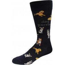 Hot Sox Men's Dog Person Crew Sock 1 Pair, Navy, Men's 10-13