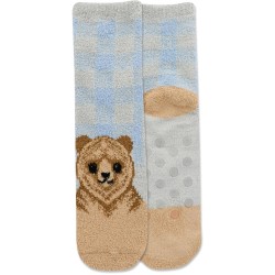 Hot Sox Women's Bear Cozy Gripper Short Crew Sock 1 Pair, Periwinkle, Women's 9-11 Hot Sox Women's Bear Cozy Gripper Short Crew Sock 1 Pair, Periwinkle, Women's 9-11