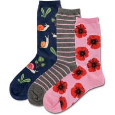 Hot Sox Women's Snail Crew Sock 3 Pair, Assorted, Women's 9-11