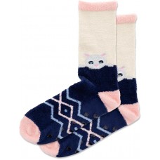 Hot Sox Women's Slipper Sock Cat Non Skid Sock 1 Pair, Natural Melange, Women's 9-11