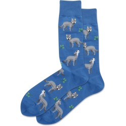 Hot Sox Men's Wolf Crew Sock 1 Pair, Teal, Men's 10-13 Hot Sox Men's Wolf Crew Sock 1 Pair, Teal, Men's 10-13