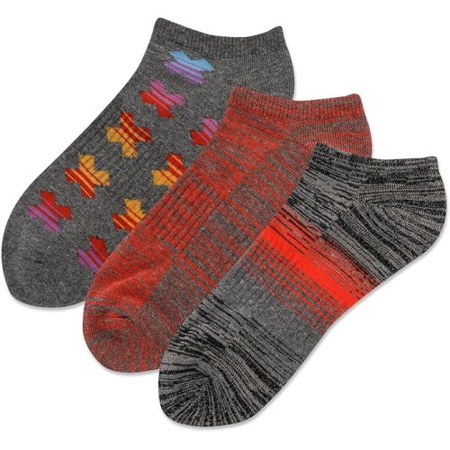 Hot Sox Men's X Logo Low Cut Socks 3 Pair, Charcoal Heather, Men's 10-13 Shoe