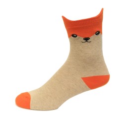 Hot Sox Kid's Fox Crew Sock 1 Pair, Natural Melange, Large/X-Large