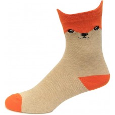 Hot Sox Kid's Fox Crew Sock 1 Pair, Natural Melange, Small/Medium