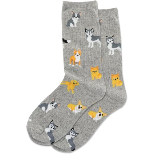 Hot Sox Kid's Multi Breed Dog Crew Sock 1 Pair, Grey Heather, Small/Medium Hot Sox Kid's Multi Breed Dog Crew Sock 1 Pair, Grey Heather, Small/Medium