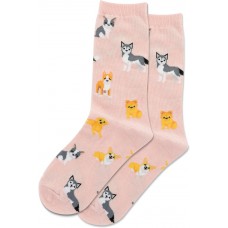 Hot Sox Kid's Multi Breed Dog Crew Sock 1 Pair, Blush, Large/X-Large