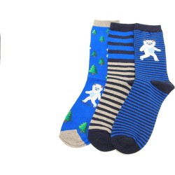 Hot Sox Kid's Yeti Stripe Crew Sock 3 Pair, Assorted, Small/Medium Hot Sox Kid's Yeti Stripe Crew Sock 3 Pair, Assorted, Small/Medium