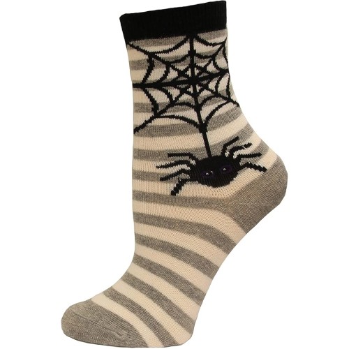 Hot Sox Kid's Spider Stripe Crew Sock 1 Pair, Grey Heather, Medium/Large Hot Sox Kid's Spider Stripe Crew Sock 1 Pair, Grey Heather, Medium/Large