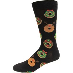 Hot Sox Kid's Christmas Donut Crew Sock 1 Pair, Black, Large/X-Large