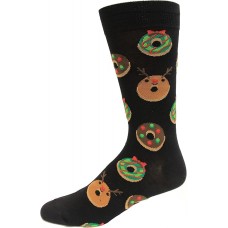 Hot Sox Kid's Christmas Donut Crew Sock 1 Pair, Black, Medium/Large