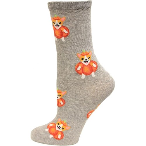 Hot Sox Kid's Pumpkin Corgi Crew Socks 1 Pair, Grey Heather, Kid's Shoe Size: 13-3 Hot Sox Kid's Pumpkin Corgi Crew Socks 1 Pair, Grey Heather, Kid's Shoe Size: 13-3