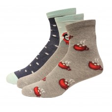 Hot Sox Kid's Penguin Hot Cocoa Crew Sock 3 Pair, Assorted, X-Small/Small