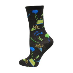 Hot Sox Kid's Celebration Crew Socks 1 Pair, Black, Kid's Shoe Size 10-13