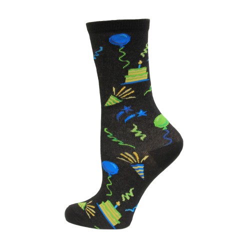 Hot Sox Kid's Celebration Crew Socks 1 Pair, Black, Kid's Shoe Size 10-13