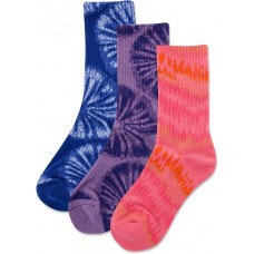 Hot Sox Kid's Knit Tie Dye Crew Sock 3 Pair, Assorted, Large/X-Large