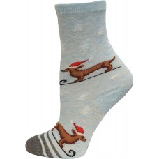 Hot Sox Kid's Santa Dog Crew Sock 1 Pair, Mint Melange, Medium/Large