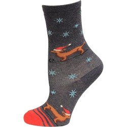 Hot Sox Kid's Santa Dog Crew Sock 1 Pair, Denim Heather, Medium/Large Hot Sox Kid's Santa Dog Crew Sock 1 Pair, Denim Heather, Medium/Large