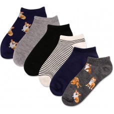 Hot Sox Women's Dog Low Cut Sock 6 Pair, Assorted, Women's 9-11