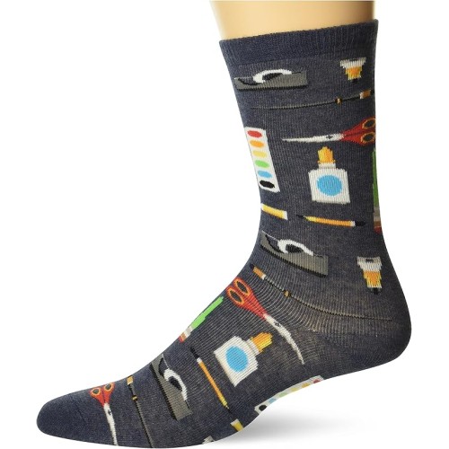 Hot Sox Kid's Arts And Crafts Crew Socks 1 Pair, Denim Heather, Medium/Large Hot Sox Kid's Arts And Crafts Crew Socks 1 Pair, Denim Heather, Medium/Large