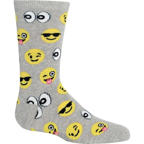 Hot Sox Kid's Emoji Socks 1 Pair, Sweatshirt Grey Heather, X-Small/Small Hot Sox Kid's Emoji Socks 1 Pair, Sweatshirt Grey Heather, X-Small/Small