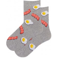 Hot Sox Kid's Eggs And Bacon Socks 1 Pair, Sweatshirt Grey Heather, X-Small/Small