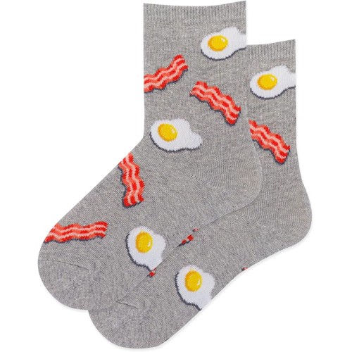 Hot Sox Kid's Eggs And Bacon Socks 1 Pair, Sweatshirt Grey Heather, X-Small/Small Hot Sox Kid's Eggs And Bacon Socks 1 Pair, Sweatshirt Grey Heather, X-Small/Small