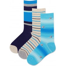 Hot Sox Kid's Shark Crew Socks 3 Pair, Assorted , Small/Medium