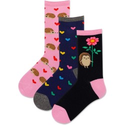 Hot Sox Kid's Hedgehog Flower Socks 3 Pair, Assorted , Small/Medium Hot Sox Kid's Hedgehog Flower Socks 3 Pair, Assorted , Small/Medium