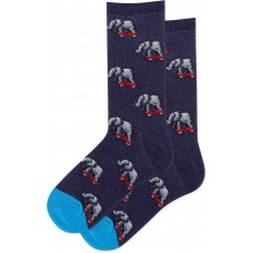 Hot Sox Kid's Skateboarding Elephant Crew Socks 1 Pair, Denim Heather, Large/X-Large