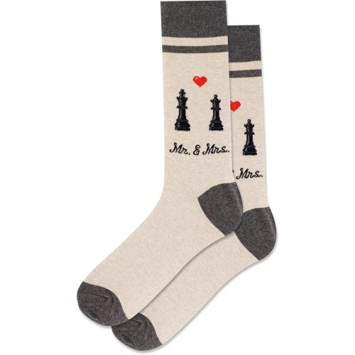 Hot Sox Men's Mr And Mrs Crew Socks 1 Pair, Natural Melange, Men's 10-13 Shoe Hot Sox Men's Mr And Mrs Crew Socks 1 Pair, Natural Melange, Men's 10-13 Shoe