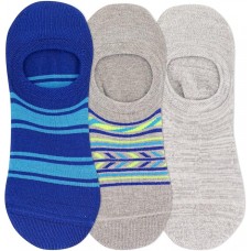 Hot Sox Men's Geo Stripe Liner Socks 3 Pair, Grey Heather, Men's 10-13 Shoe