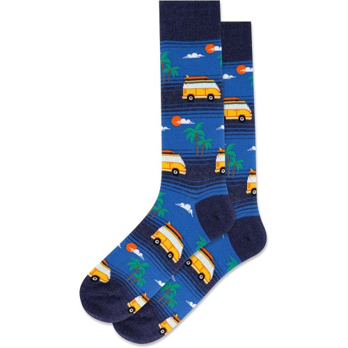Hot Sox Men's Beach Van Crew Socks 1 Pair, Denim Heather, Men's 10-13 Shoe Hot Sox Men's Beach Van Crew Socks 1 Pair, Denim Heather, Men's 10-13 Shoe
