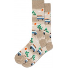 Hot Sox Men's Beach Van Crew Socks 1 Pair, Hemp Heather, Men's 10-13 Shoe