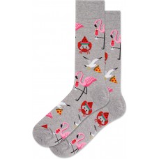 Hot Sox Men's Flamingo Seagull And Crab Crew Socks 1 Pair, Grey Heather, Men's 10-13 Shoe