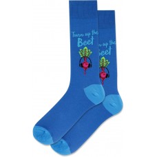 Hot Sox Men's Turn Up The Beet Crew Socks 1 Pair, Teal, Men's 10-13 Shoe