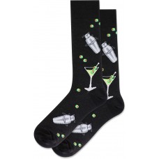 Hot Sox Men's Martini Shaker Crew Socks 1 Pair, Black, Men's 10-13 Shoe