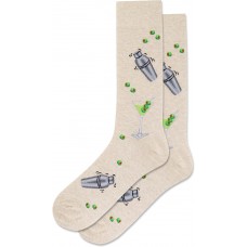 Hot Sox Men's Martini Shaker Crew Socks 1 Pair, Natural Melange, Men's 10-13 Shoe