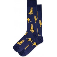 Hot Sox Men's German Shepherd Crew Socks 1 Pair, Navy, Men's 10-13 Shoe