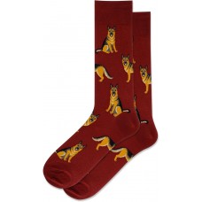 Hot Sox Men's German Shepherd Crew Socks 1 Pair, Wine, Men's 10-13 Shoe