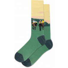 Hot Sox Men's Race Horses At Longchamp Crew Socks 1 Pair, Light Yellow, Men's 10-13 Shoe