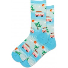 Hot Sox Women's Beach Van Crew Socks 1 Pair, Mint Melange, Women's 9-11 Shoe