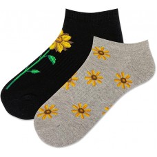 Hot Sox Women's Sunflower Low Cut Socks 2 Pair, Black, Women's 9-11 Shoe