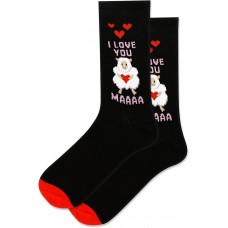 Hot Sox Women's I Love You Maaaa Crew Socks 1 Pair, Black, Women's 9-11 Shoe