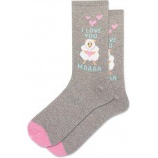 Hot Sox Women's I Love You Maaaa Crew Socks 1 Pair, Grey Heather, Women's 9-11 Shoe