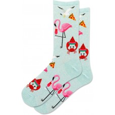 Hot Sox Women's Flamingo Seagull And Crab Crew Socks 1 Pair, Mint Melange, Women's 9-11 Shoe